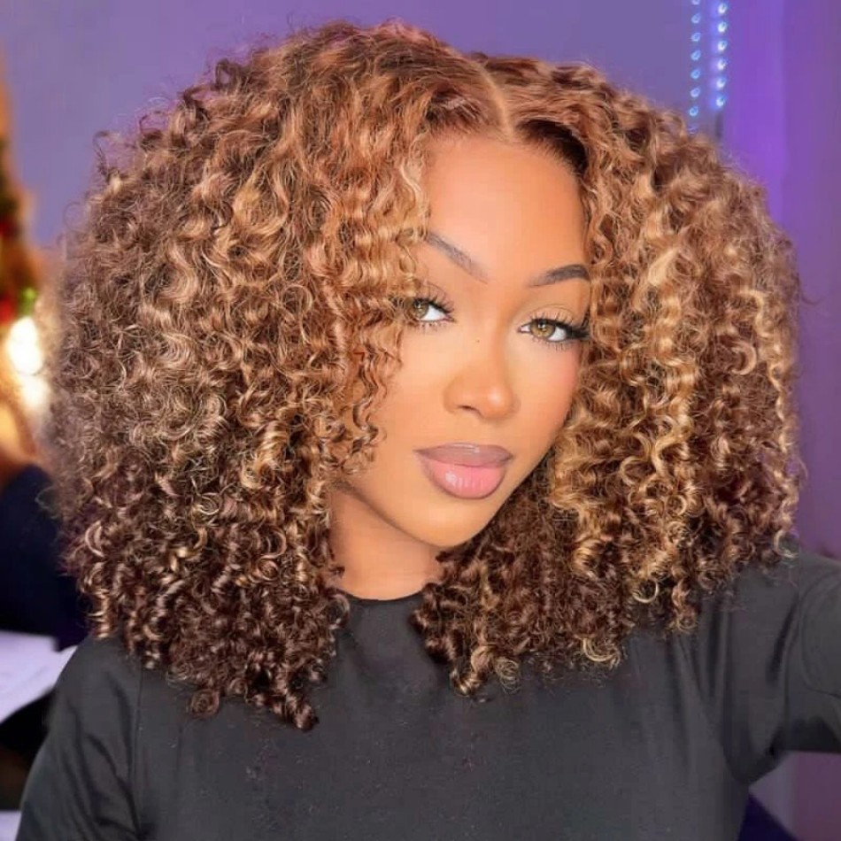 P4/27 Highlight Curly Short Bo - Glueless Wear And Go Human Hair Wig review and price