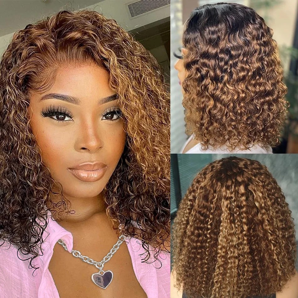 P4/27 Highlight Curly Short Bo - Glueless Wear And Go Human Hair Wig review and price