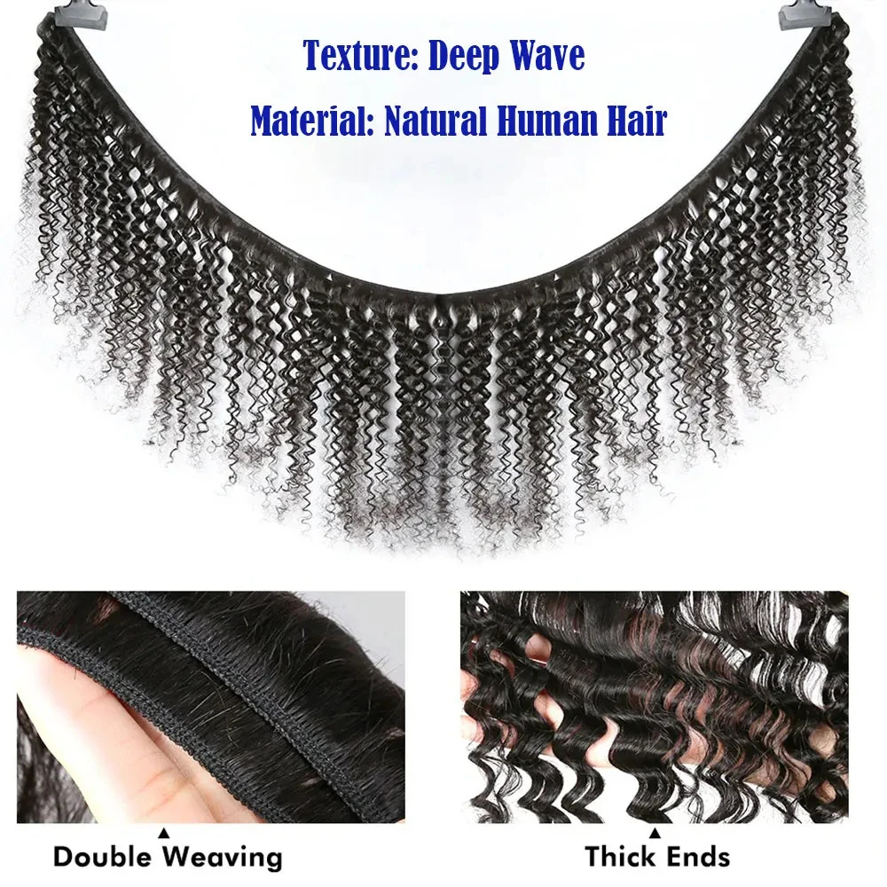 Brazilian Virgin Human Hair De - Deep Wave 3 Bundles With Closure review and price