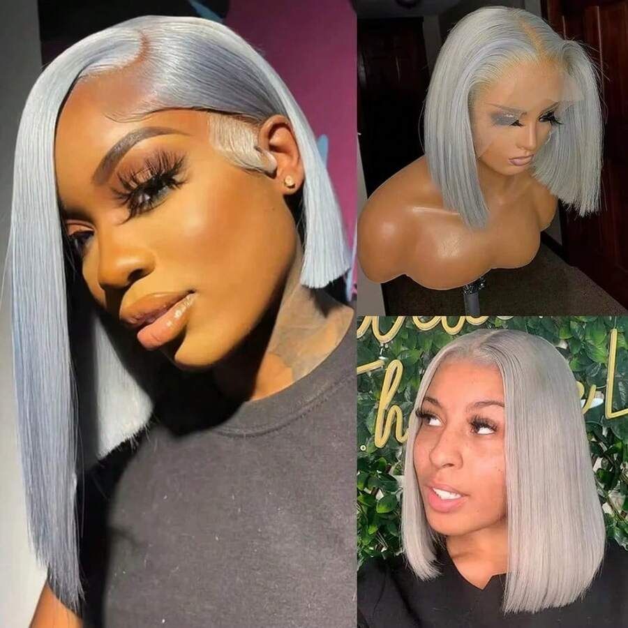 Sliver Grey Bob Straight Human - Glueless Wear And Go Human Hair Wig review and price